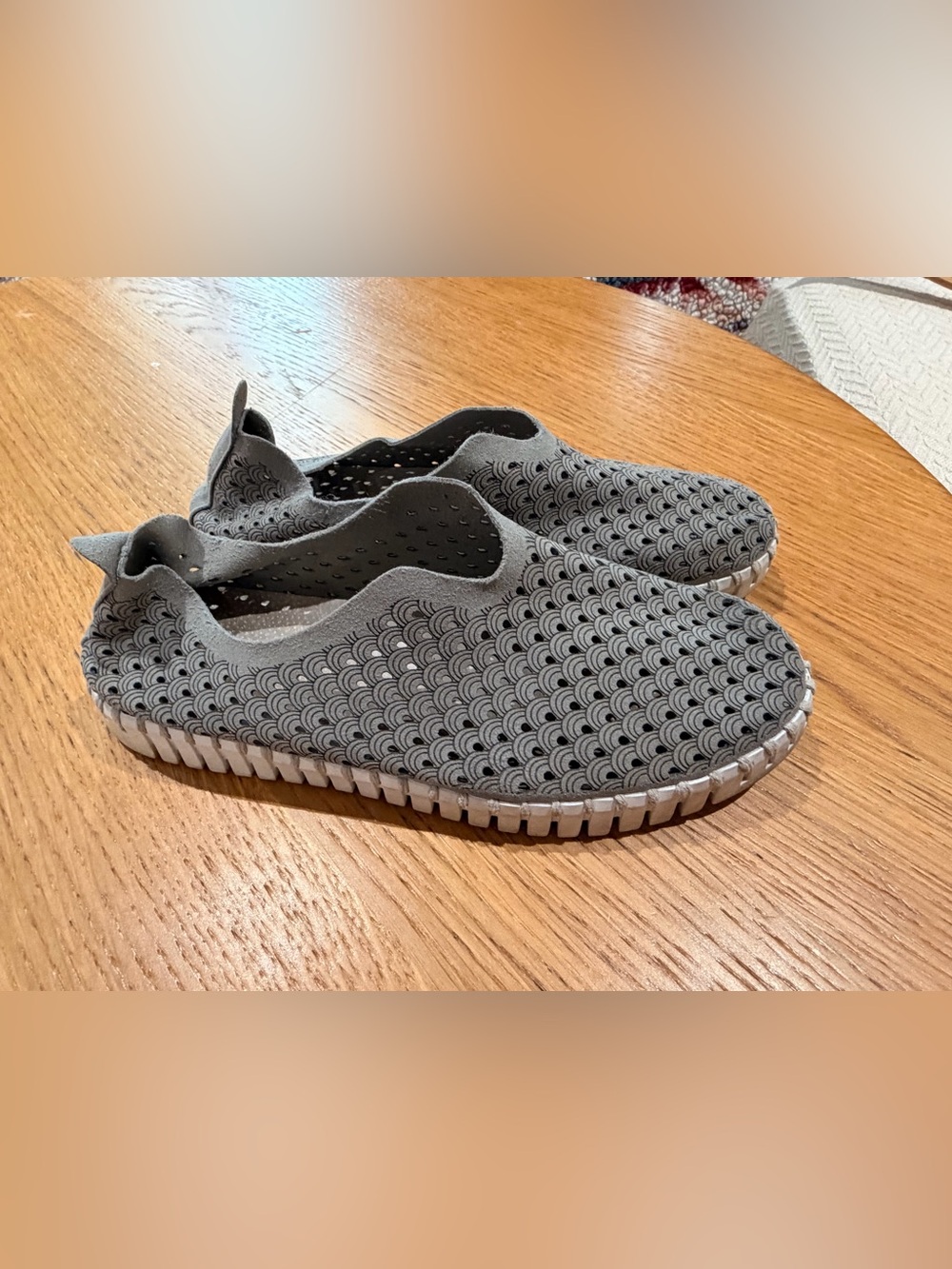Ilse Jacobsen Gray Slip-On Perforated Espadrilles